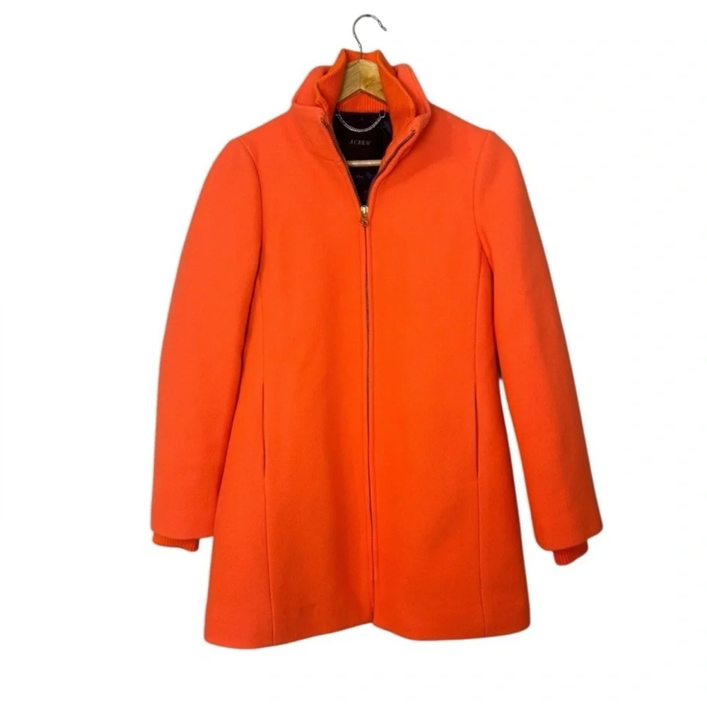 JCrew Lodge Coat Jacket Orange Stadium Wool 2